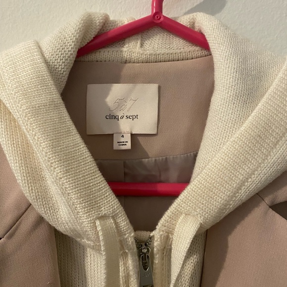 Cinq à Sept Beige Blazer with White Hoodie Detail - Picture 5 of 6